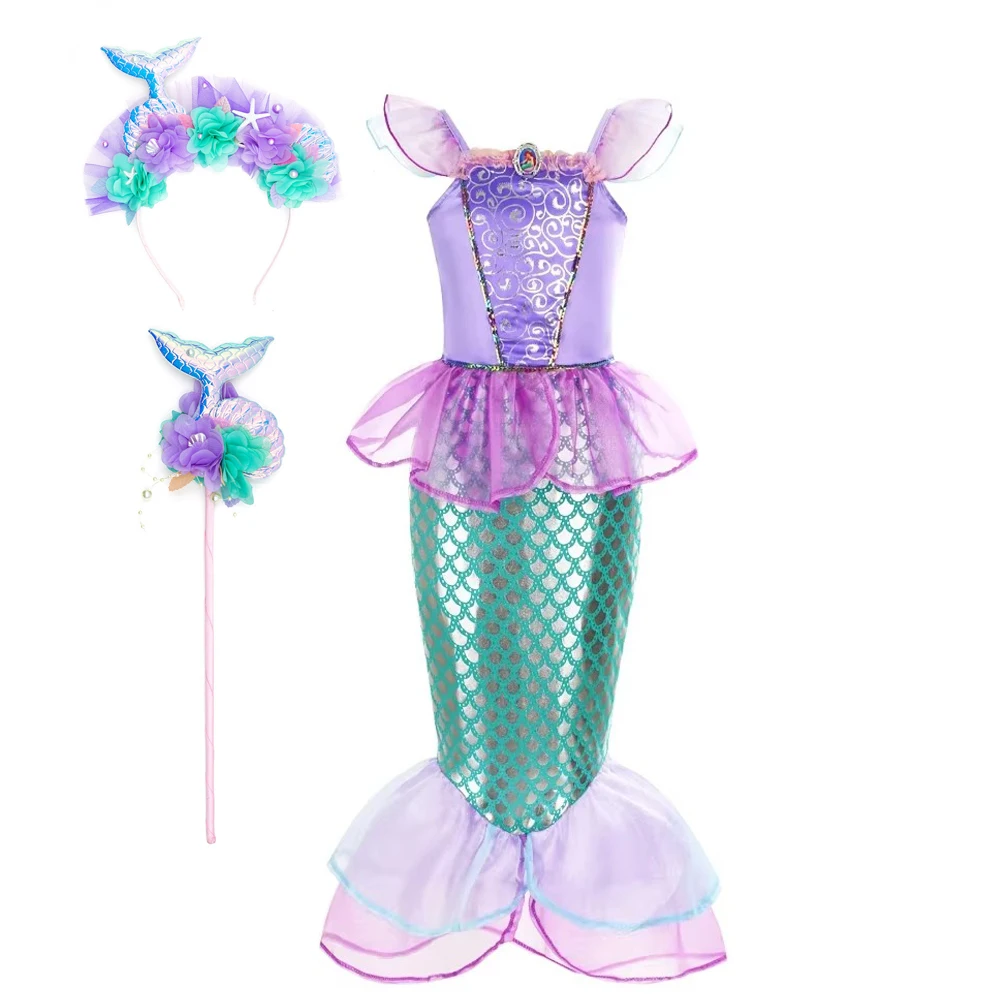 Musical Instrument Trombone - Mermaid Costume Kids Purple Princess Dress