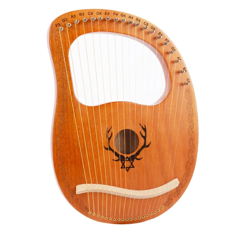 Musical Instrument Lyre - 19 Strings Lyre Harp Mahogany Wood