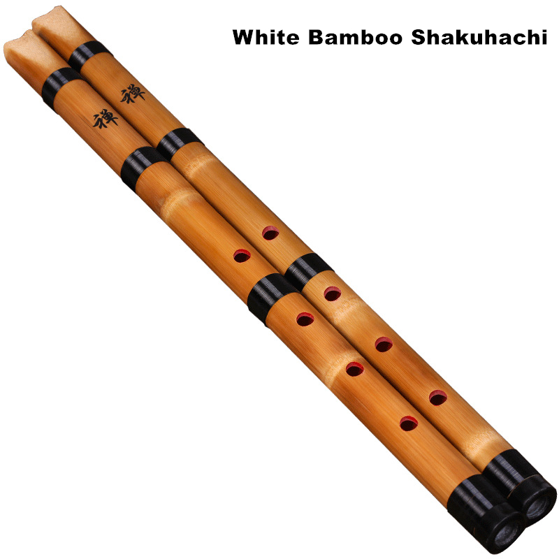 Musical Instrument Lute - Handmade Natural White Bamboo Shakuhachi Chiba