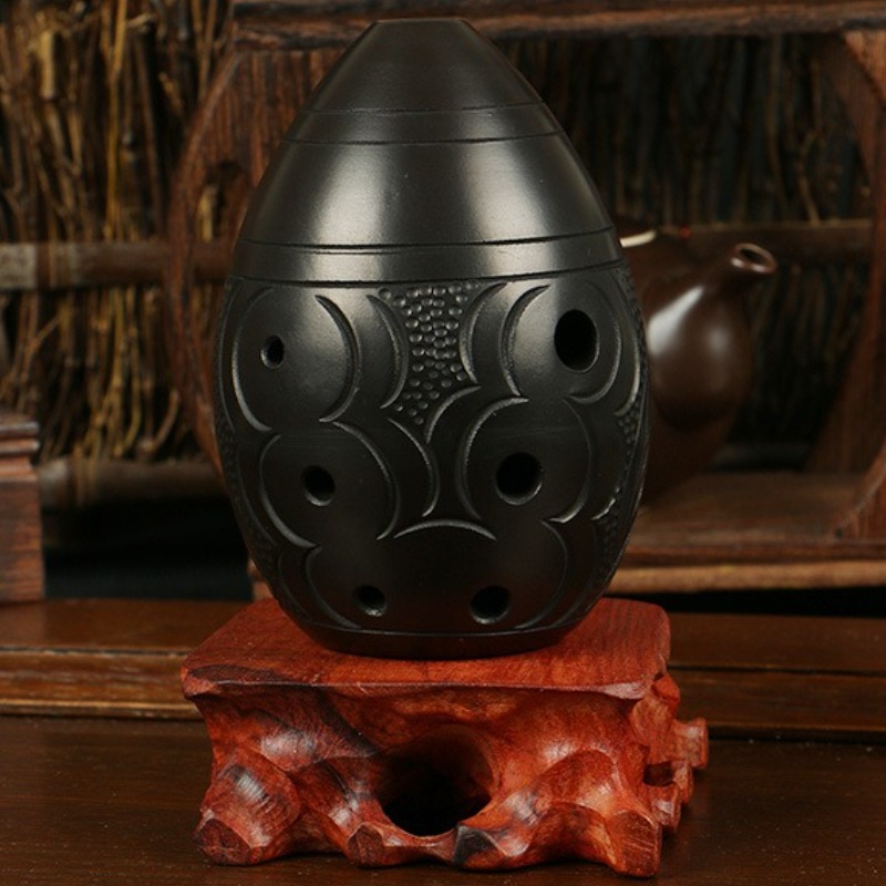 Musical Instrument Gif - 8 Holes Ocarina Black Portable Ceramic
