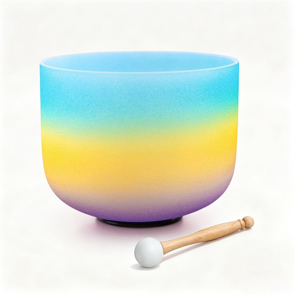 Tibetan Singing Bowl - Hye-eun 8inch 440hz/432hz/528hz Rainbow Crystal Singing