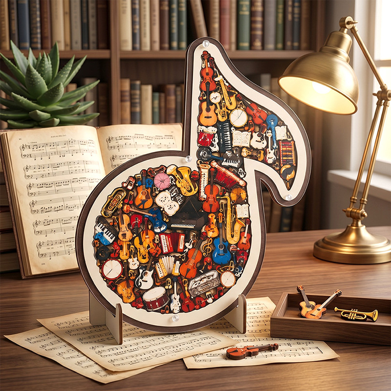 Unique Wooden Jigsaw Puzzle wi - Musical Instruments Game ulasan dan harga