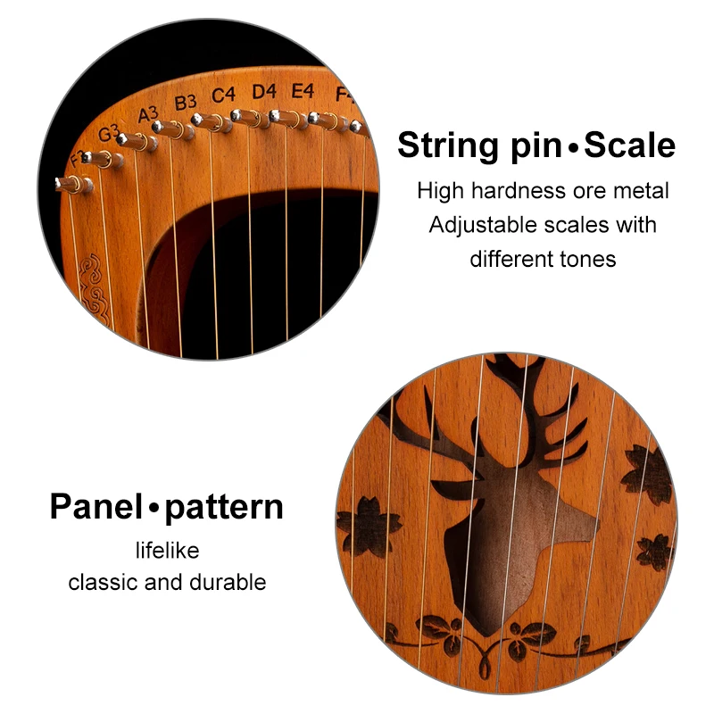 19 Strings Lyre Harp Mahogany  - Musical Instrument Lyre ulasan dan harga
