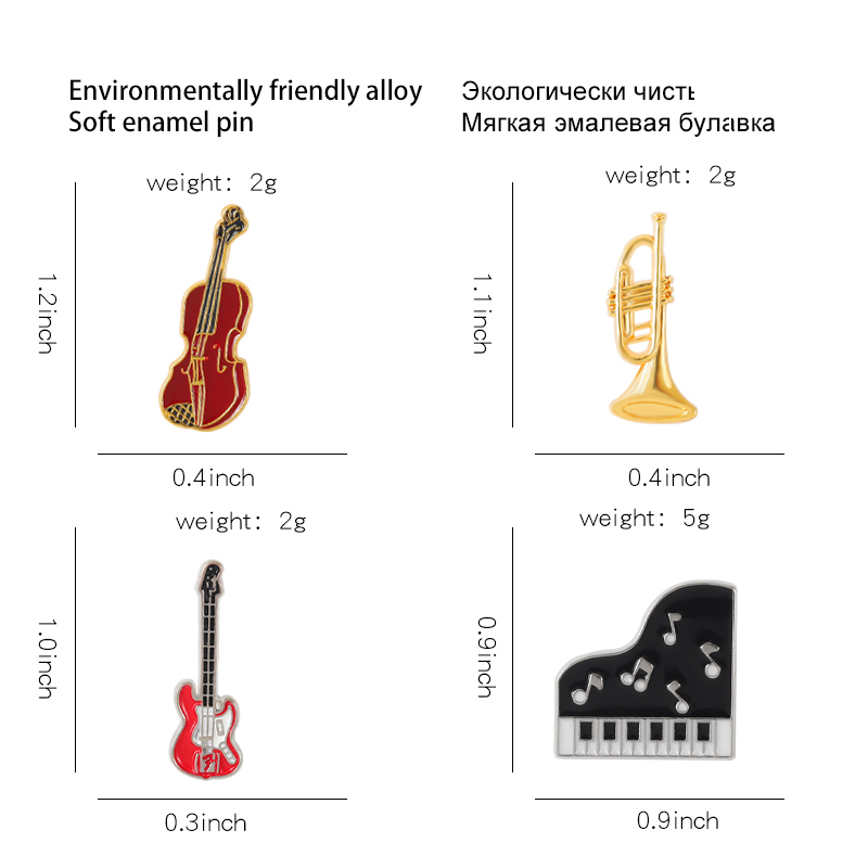 Concert Enamel Pin Piano Violi - Musical Instrument Horn ulasan dan harga
