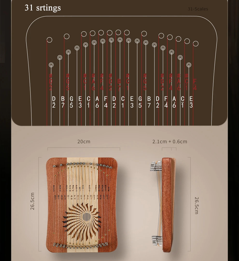 Hluru  Lyre 31 Strings Thumb K - Musical Instrument Lyre ulasan dan harga