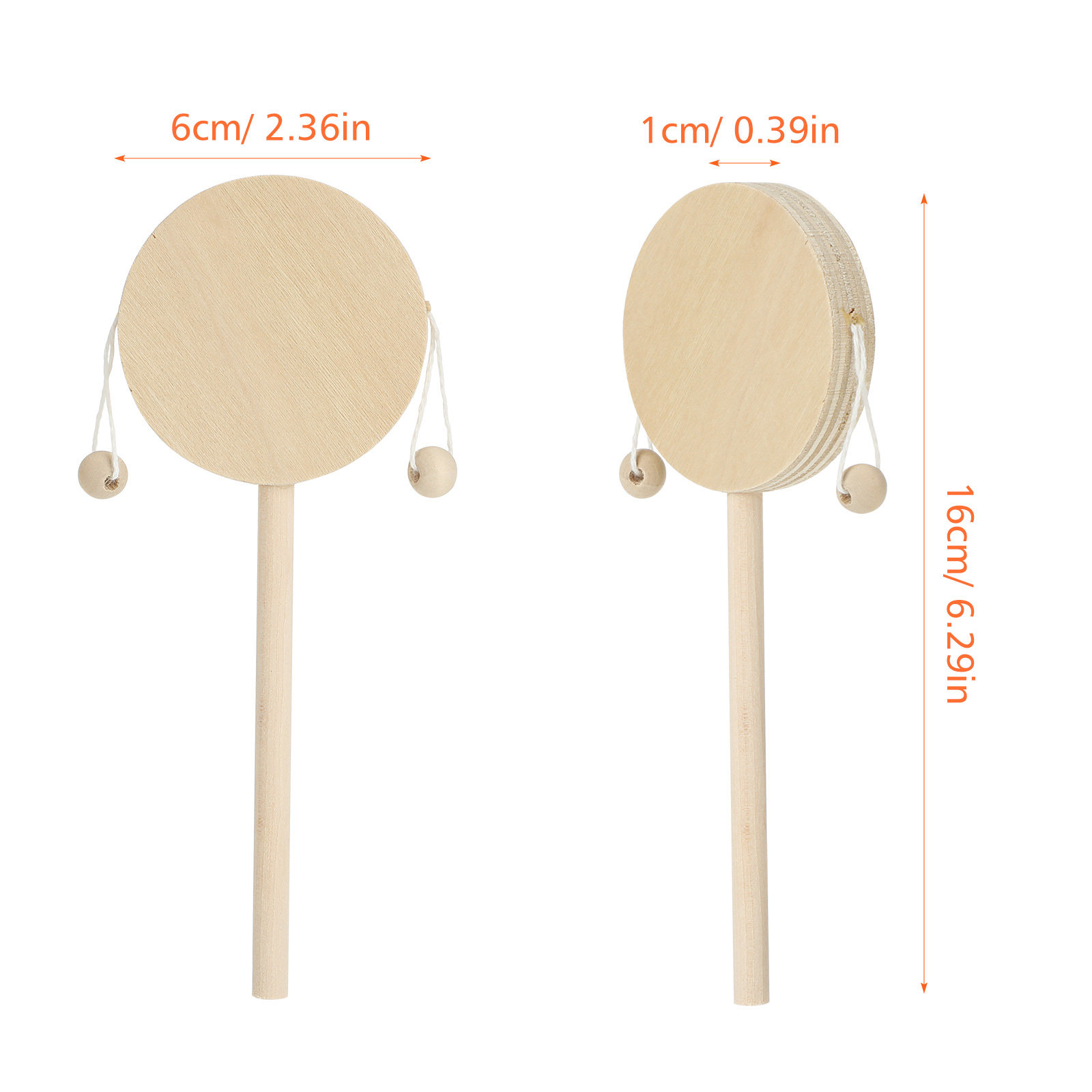 1Set Rattle Drum Wooden DIY Un - Musical Instrument Painting ulasan dan harga